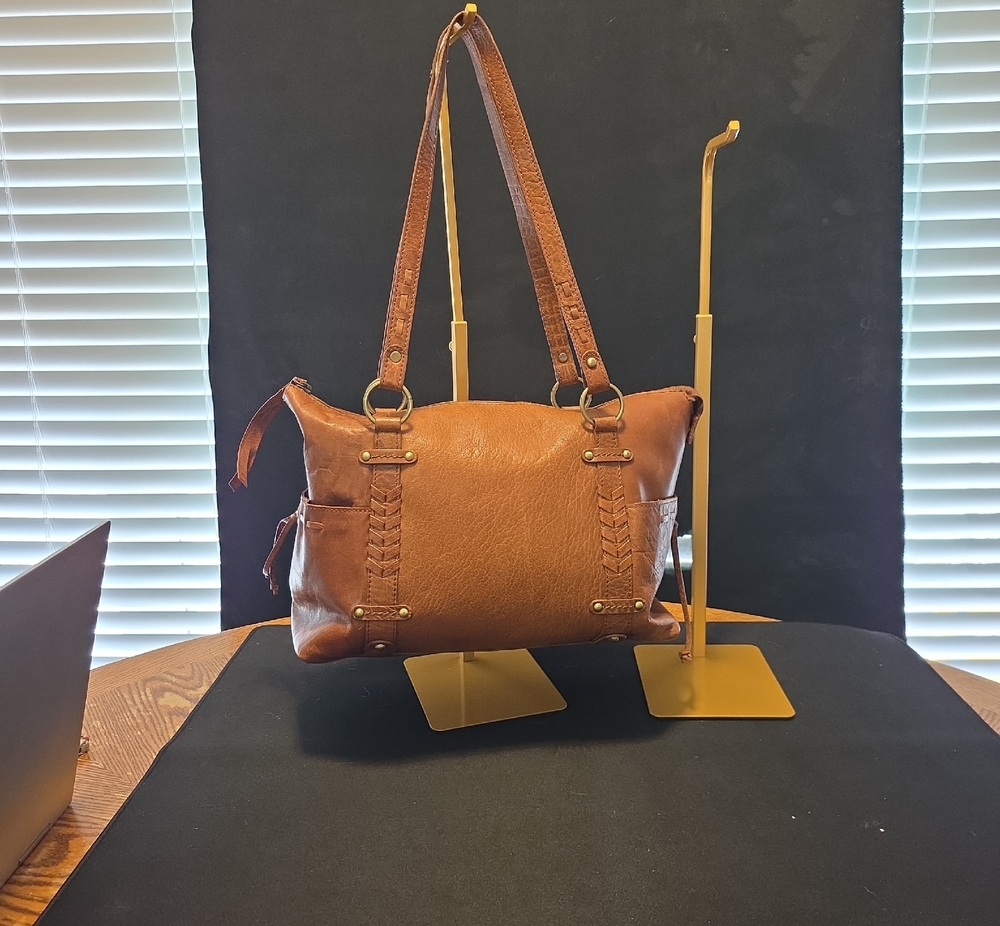 Women's Brown Braided Leather Shoulder Bag